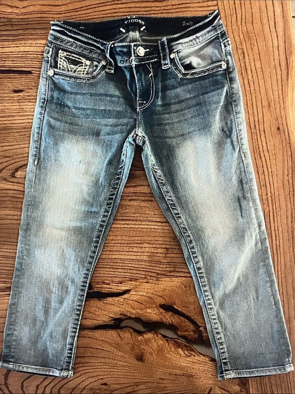 Vigoss Faded Light Blue Cropped Women's Jeans